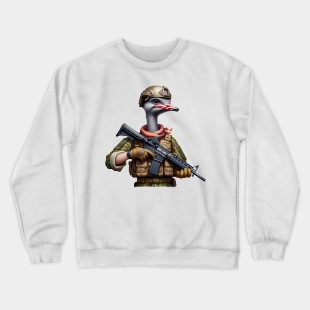 Tactical Ostrich Crewneck Sweatshirt by Rawlifegraphic